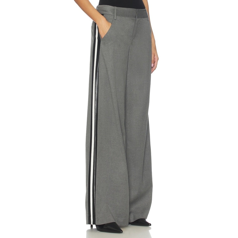 Alice + Olivia Stu Storm Grey Side Stripe Wide Leg Pants CL000261110 Size 12 NEW